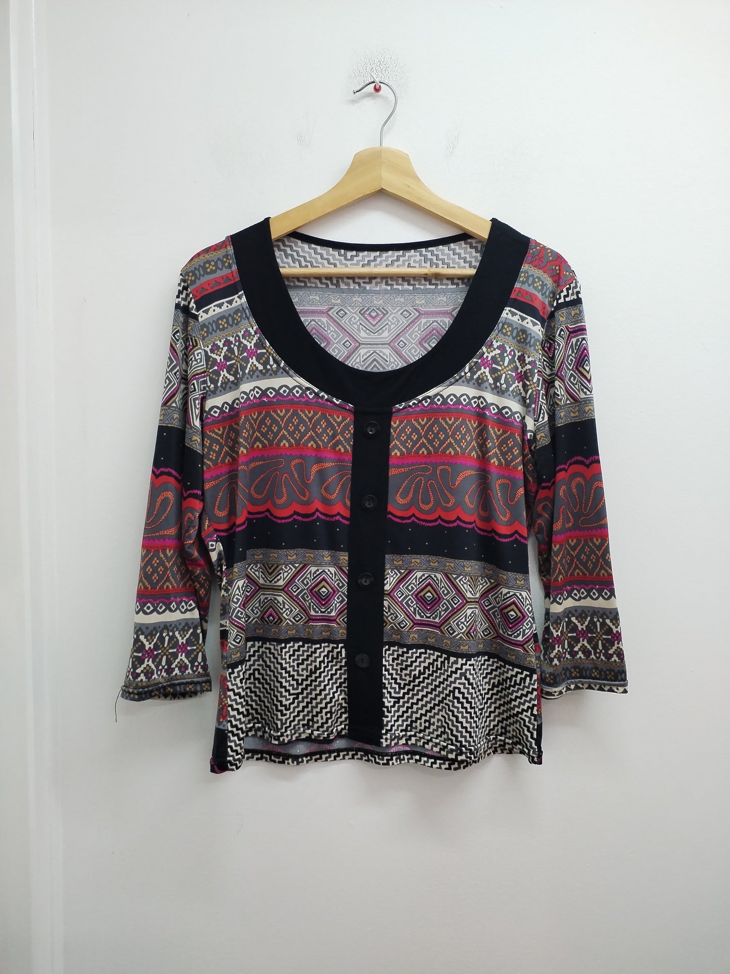 Tunique manches 3/4 noire et imprimée Taille M
