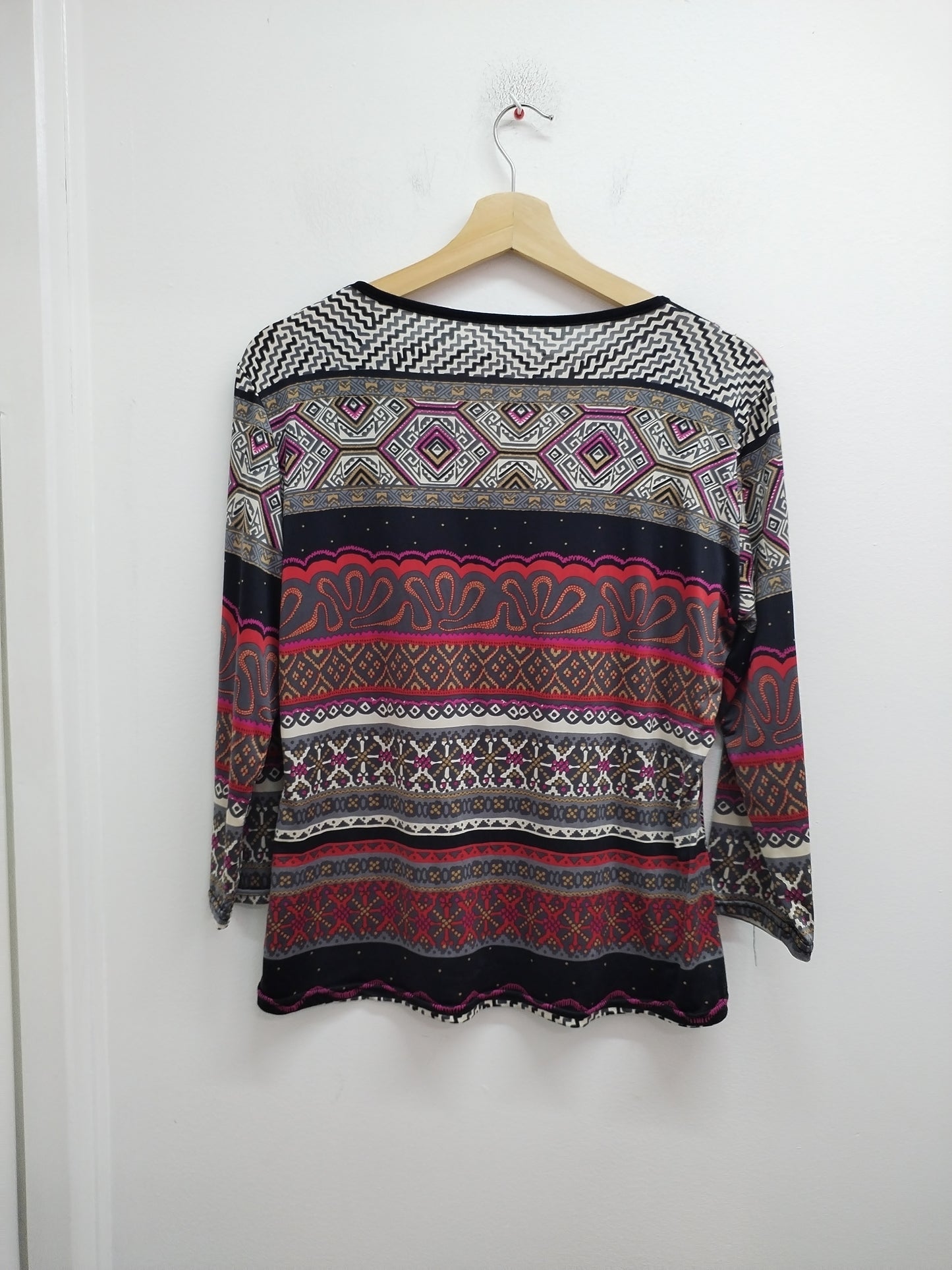 Tunique manches 3/4 noire et imprimée Taille M
