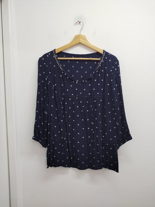 Tunique manches 3/4 bleue marine à pois Taille 2XL