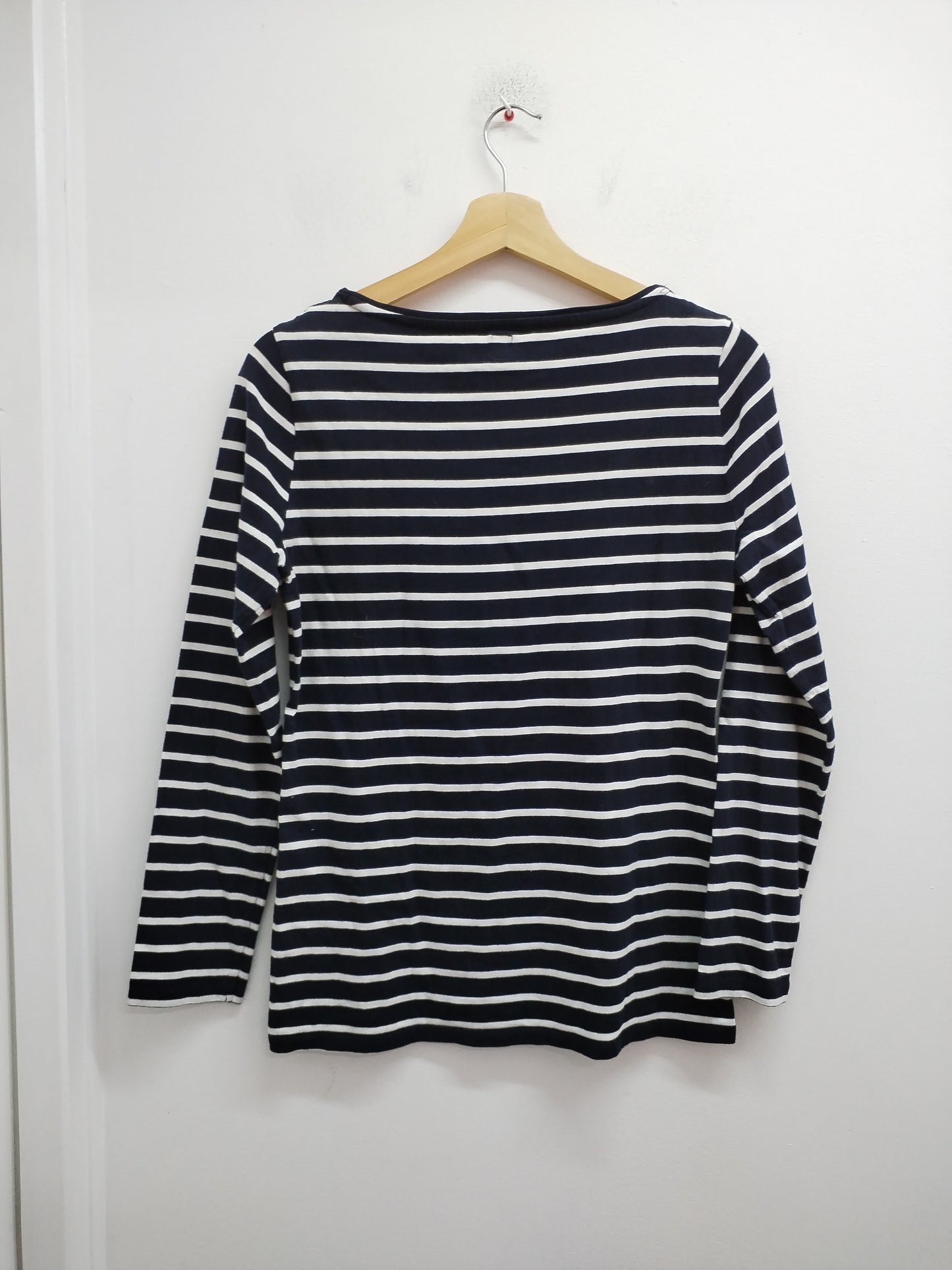 T-shirt manches longues Terre de Marins rayé marine et blanc Taille M