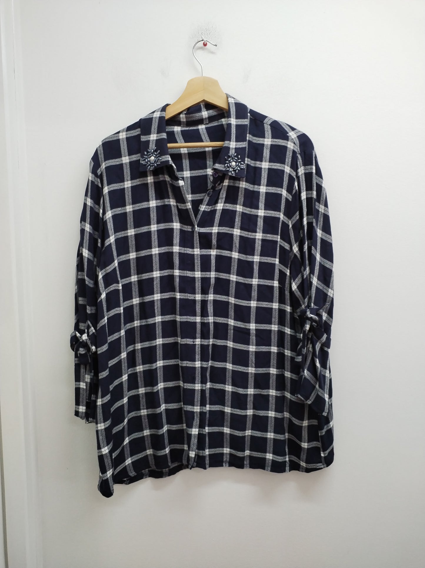 Chemise manches 3/4 marine à carreaux Taille XL