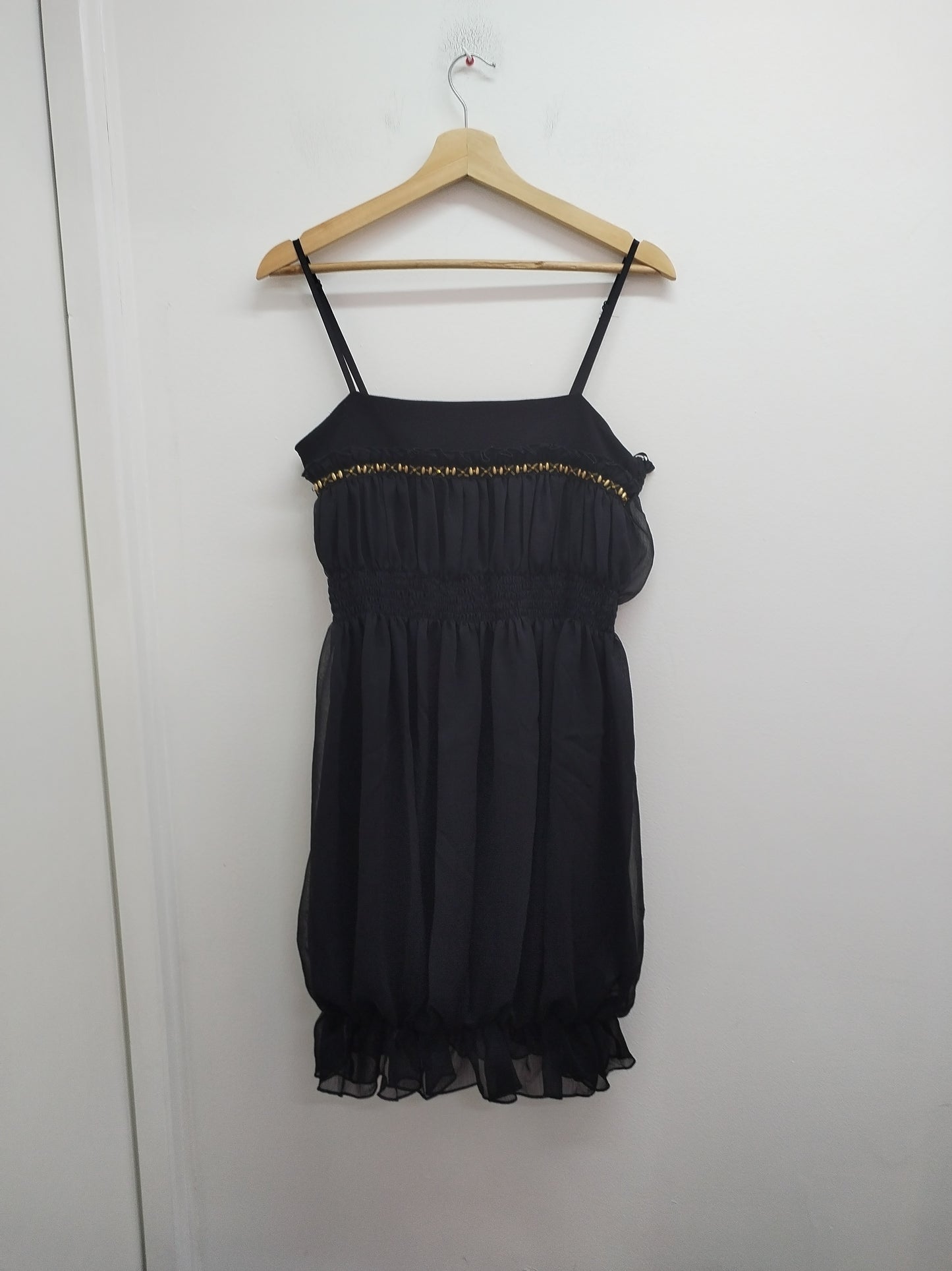 Robe à bretelles Jaune Rouge noire avec perles Taille M