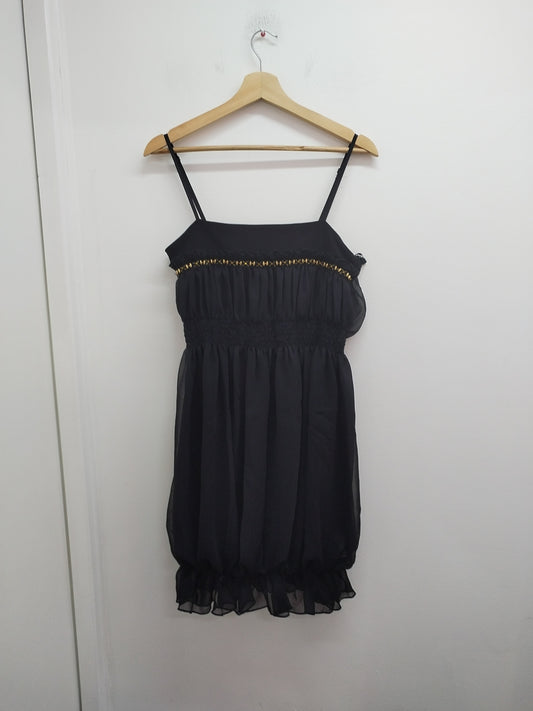 Robe à bretelles Jaune Rouge noire avec perles Taille M