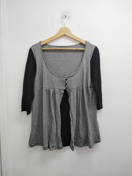 Tunique manches 3/4 noire et rayée Taille XL