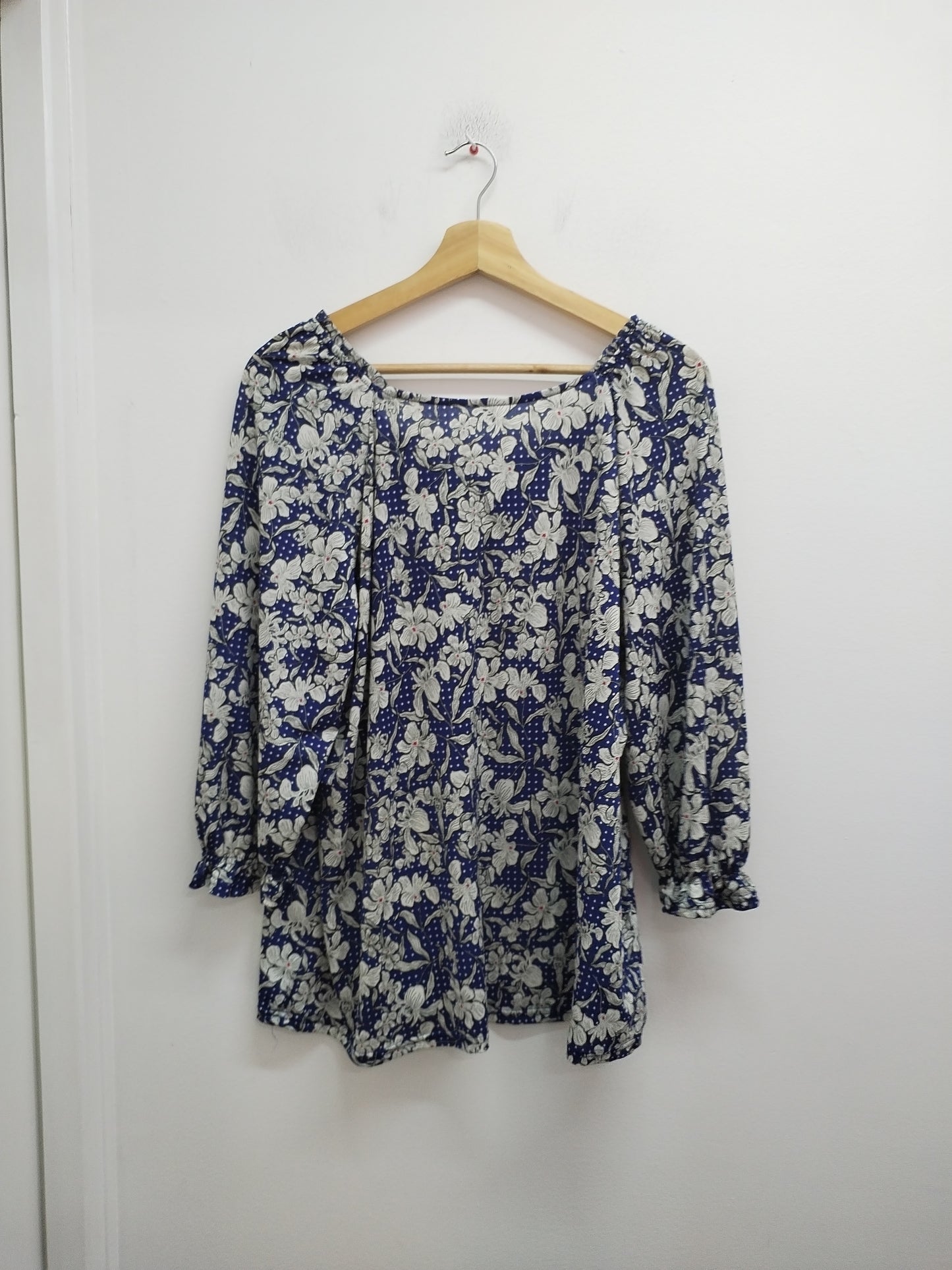 Tunique manches 3/4 bleue fleurie Taille 2XL