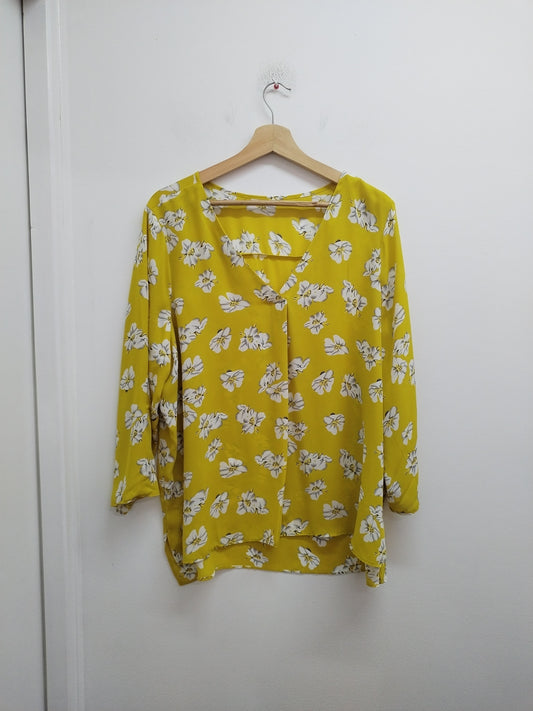 Tunique manches 3/4 jaune fleurie Taille XL