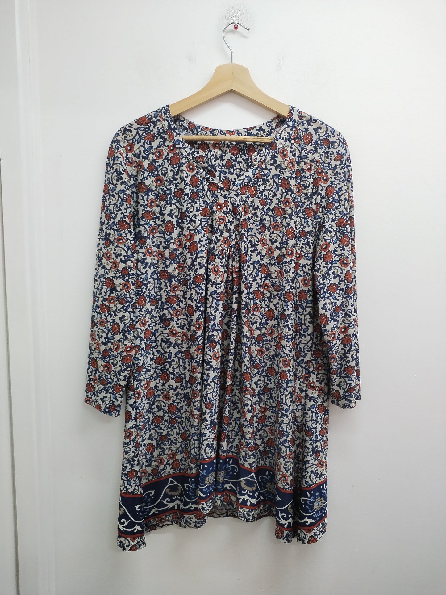 Robe tunique manches 3/4 fleurie Taille XL