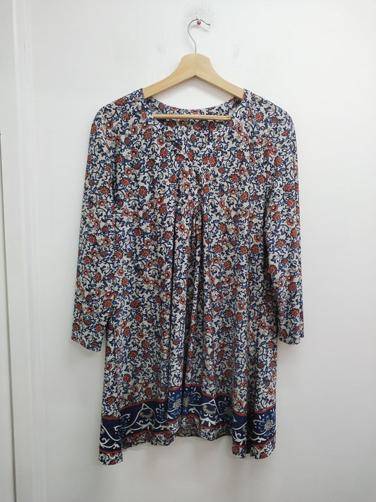 Robe tunique manches 3/4 fleurie Taille XL