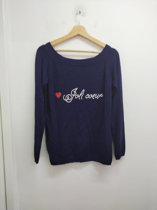 Pull fin marine avec impression Taille M