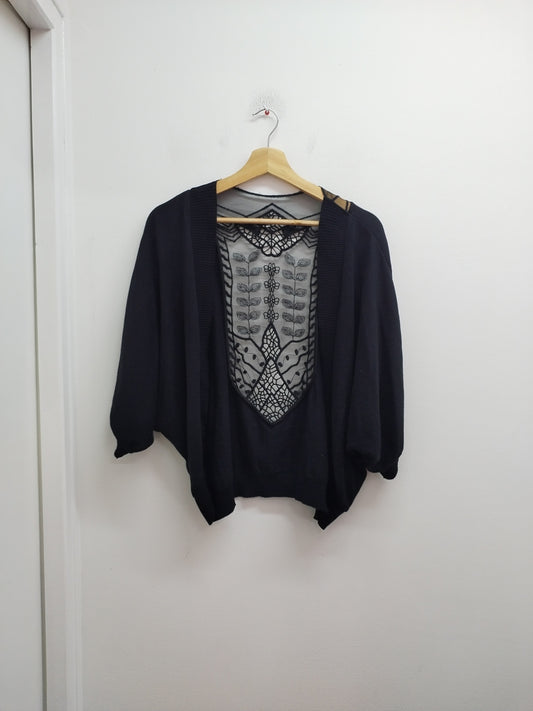Gilet manches 3/4 noir avec dentelle dans le dos Taille M/L