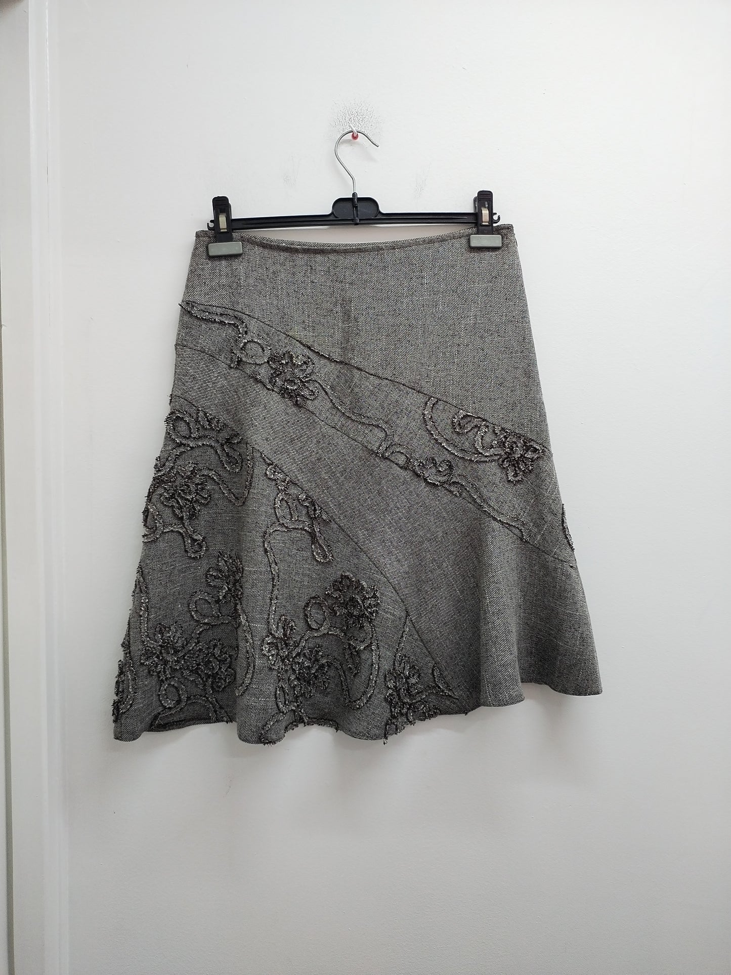 Jupe Patrice Bréal marron chiné avec broderie Taille 40