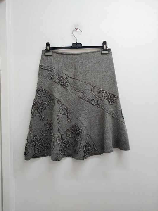 Jupe Patrice Bréal marron chiné avec broderie Taille 40