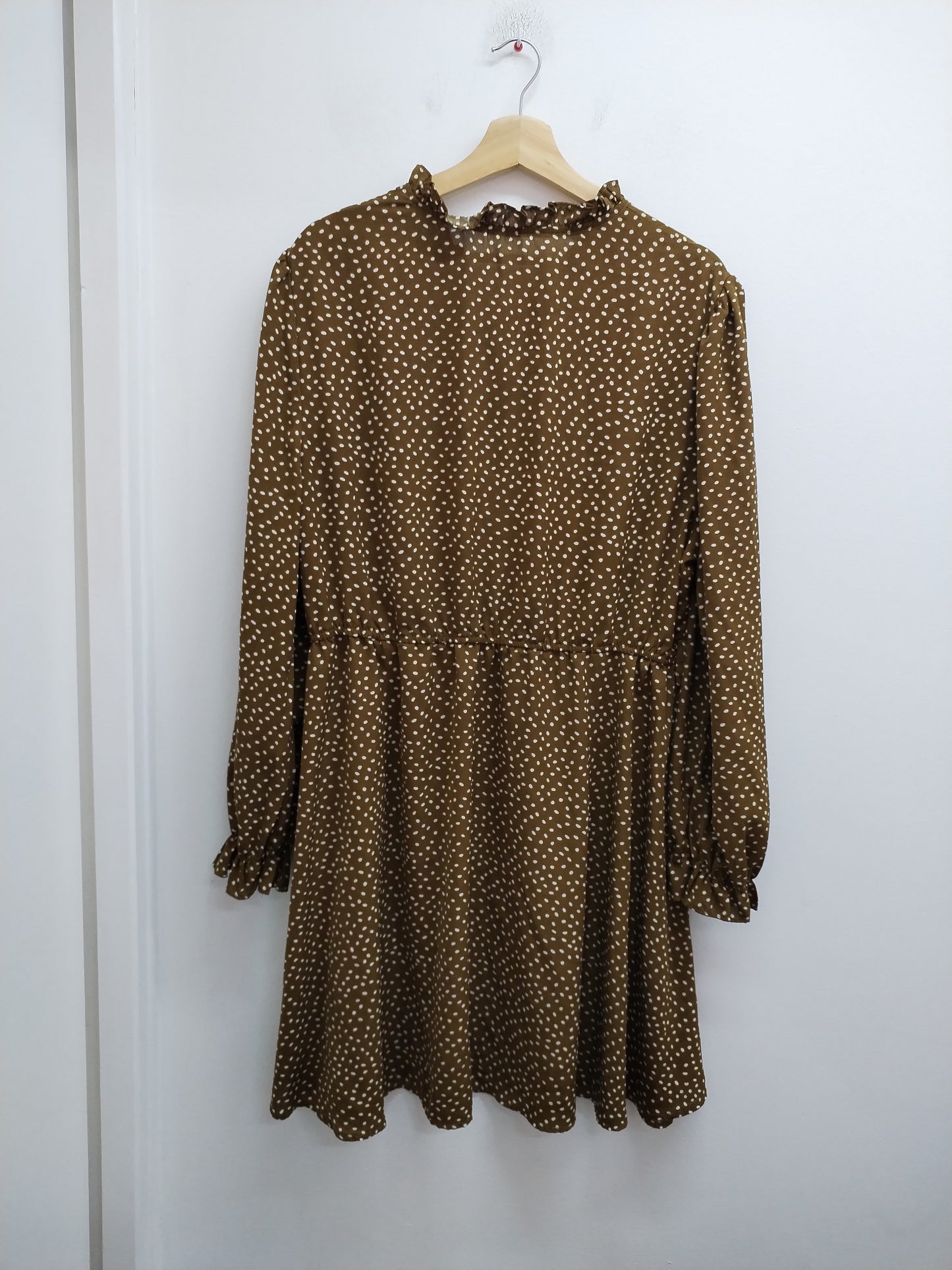 Robe manches longues Shein marron à pois Taille 2XL