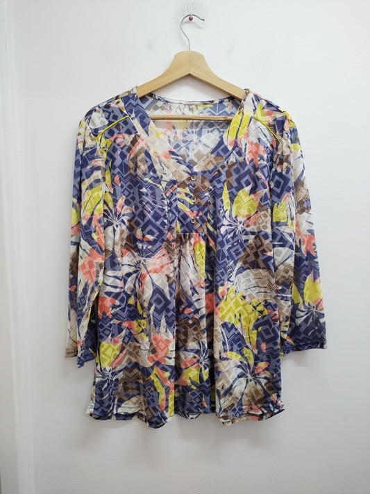 Tunique manches 3/4 multicolore imprimée Taille XL