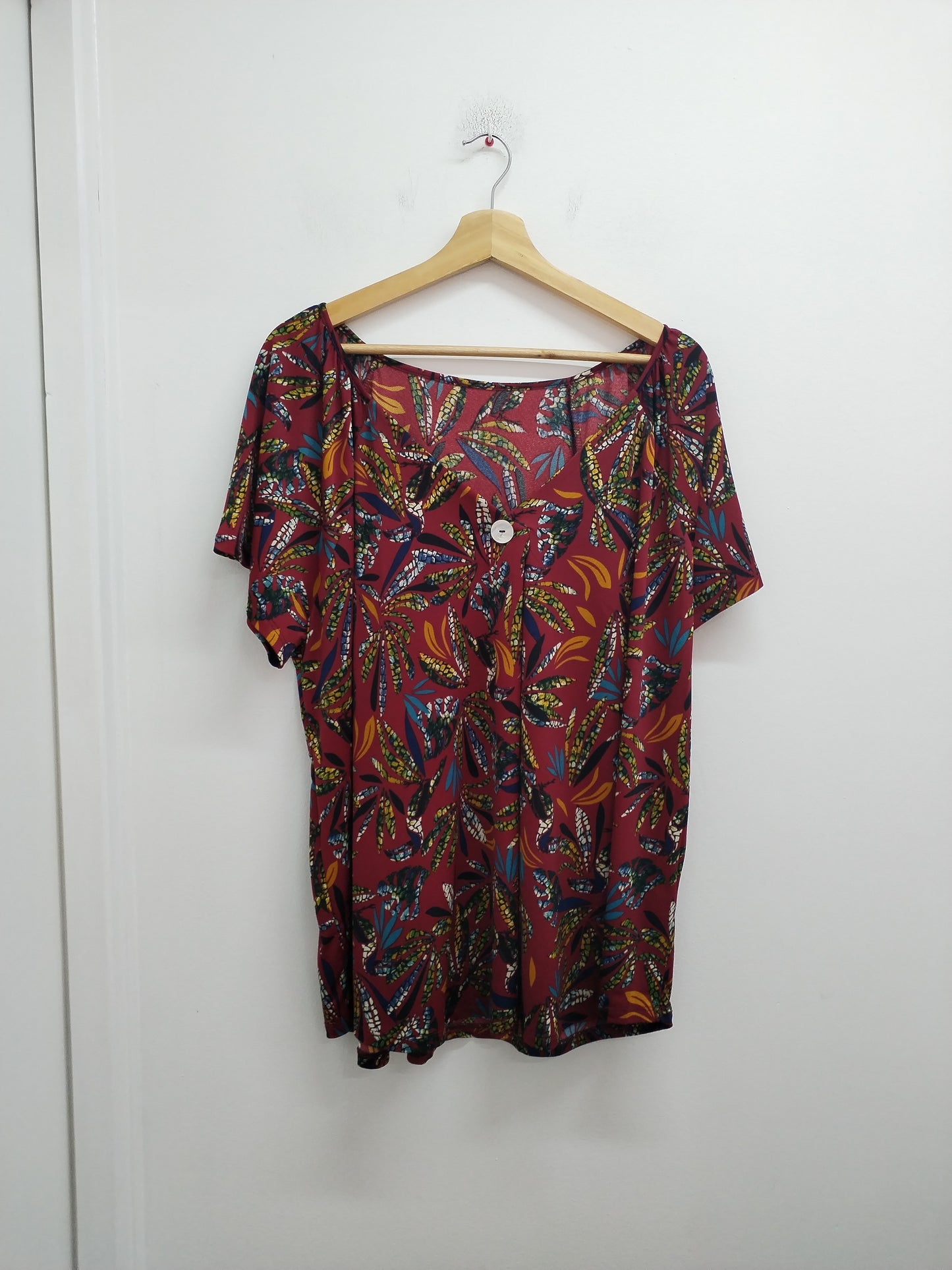 Tunique manches courtes bordeaux à motifs Taille 2XL