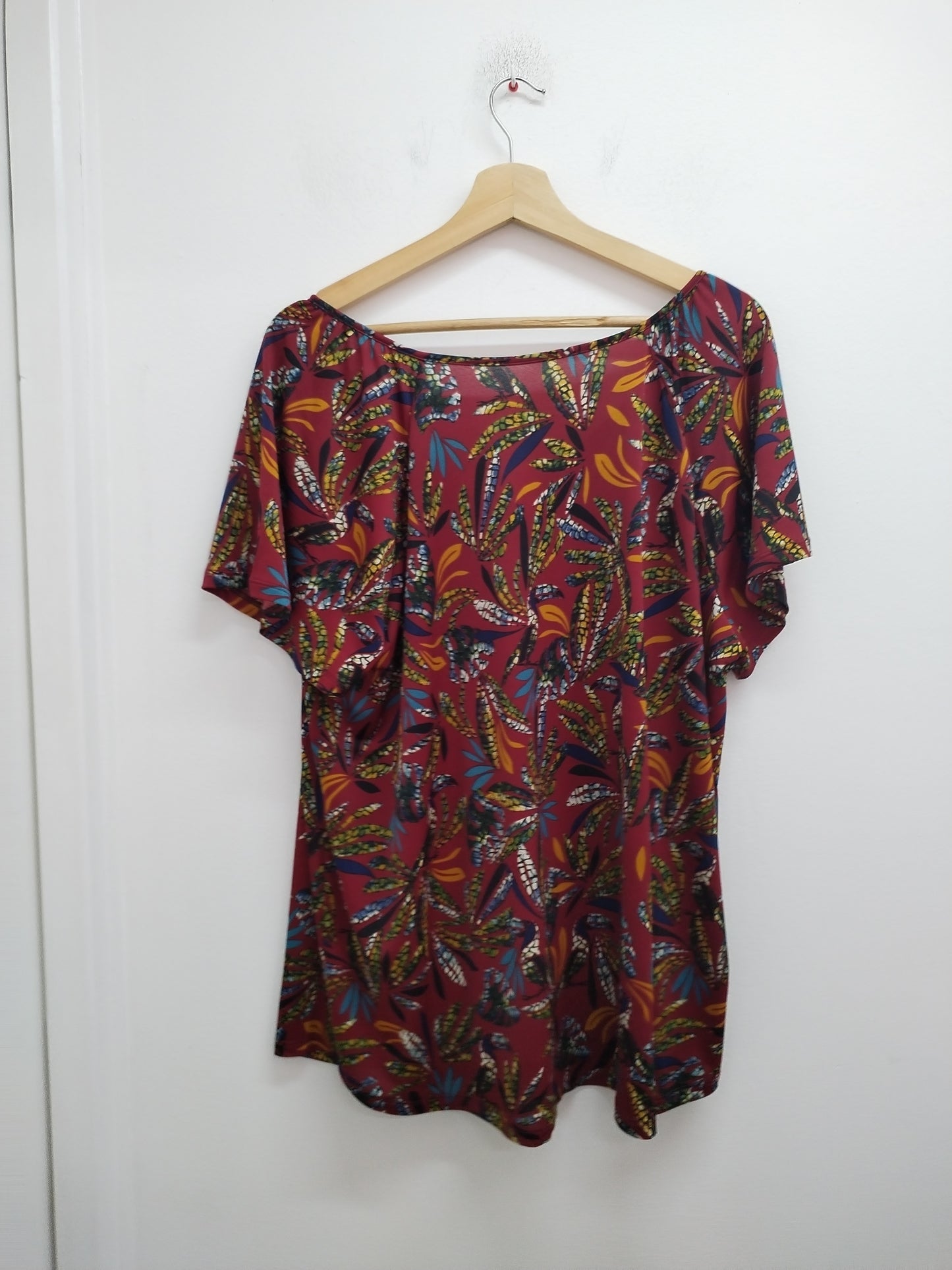 Tunique manches courtes bordeaux à motifs Taille 2XL