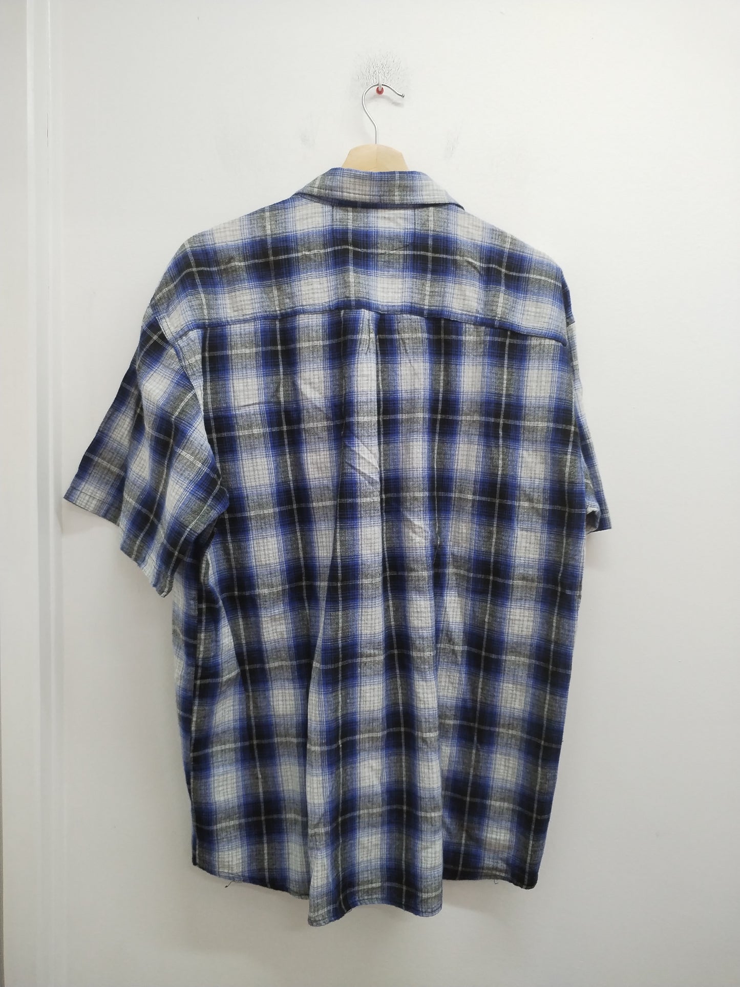 Chemise manches courtes Defox bleue, noire et grise à carreaux Taille 3XL