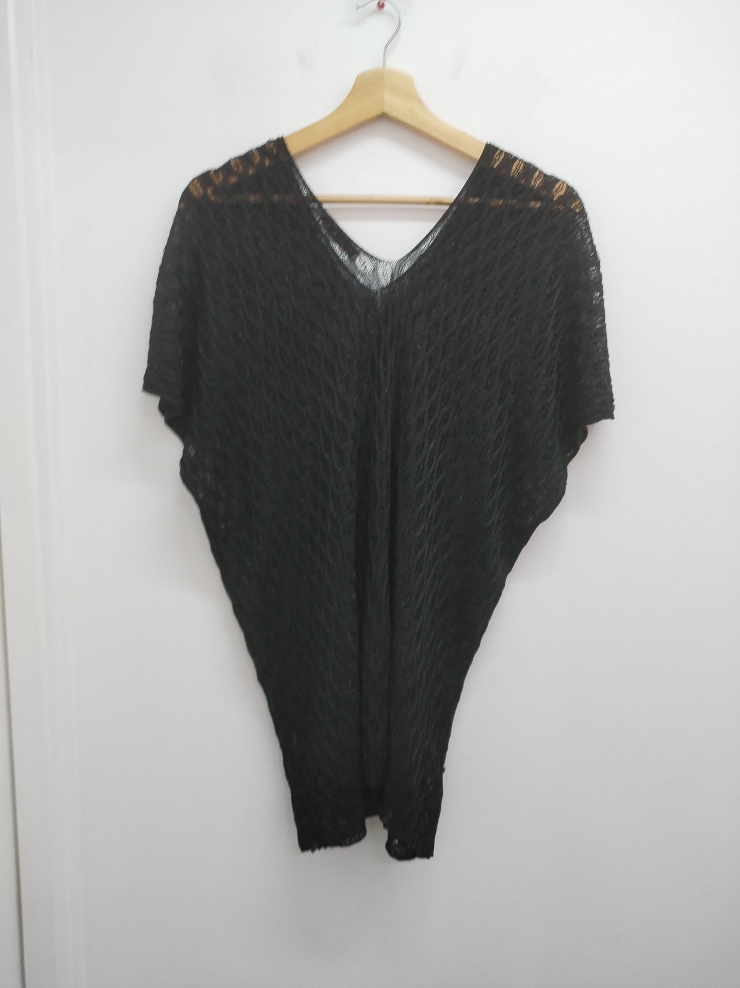 Pull manches courtes mailles ajourées L&A Fashion noir Taille XL