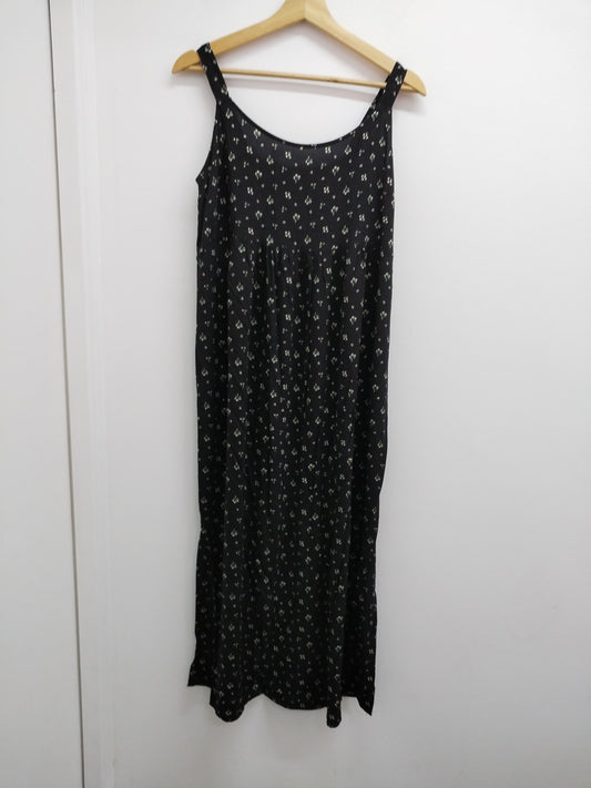 Robe longue à bretelles noire fleurie Taille L