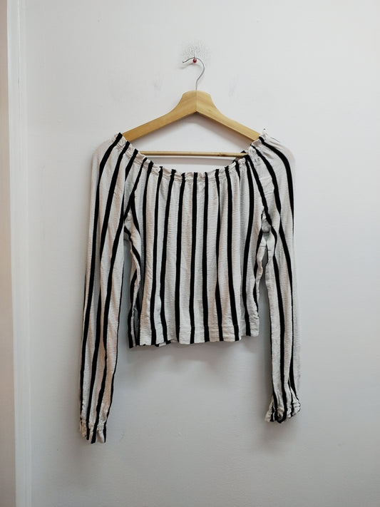 Tunique courtes manches longues Bershka rayée noire et blanche Taille M