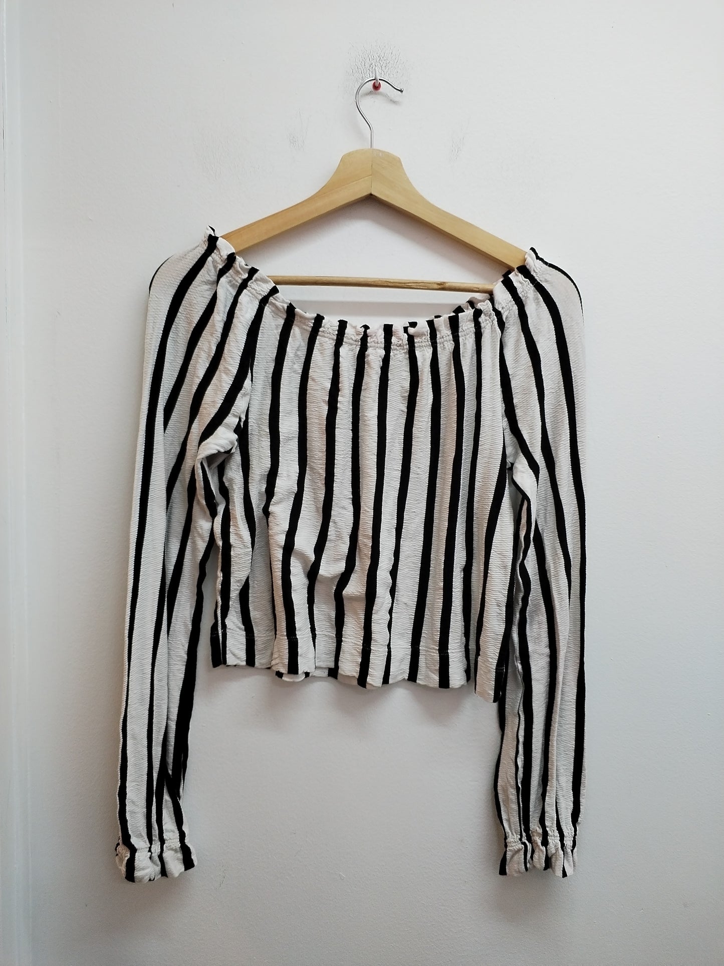 Tunique courtes manches longues Bershka rayée noire et blanche Taille M