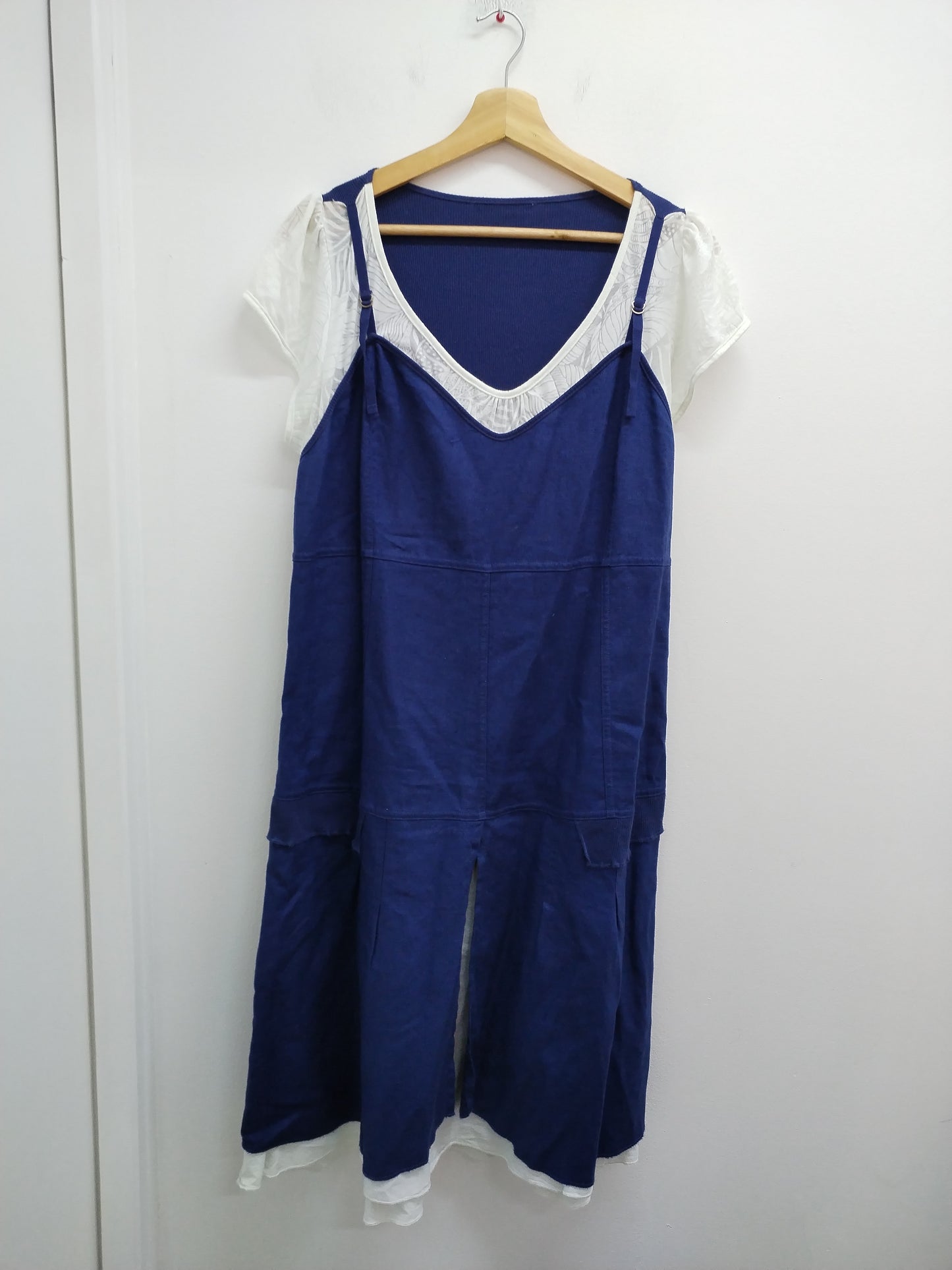 Robe manches courtes Maloka blanche et bleue Taille XL