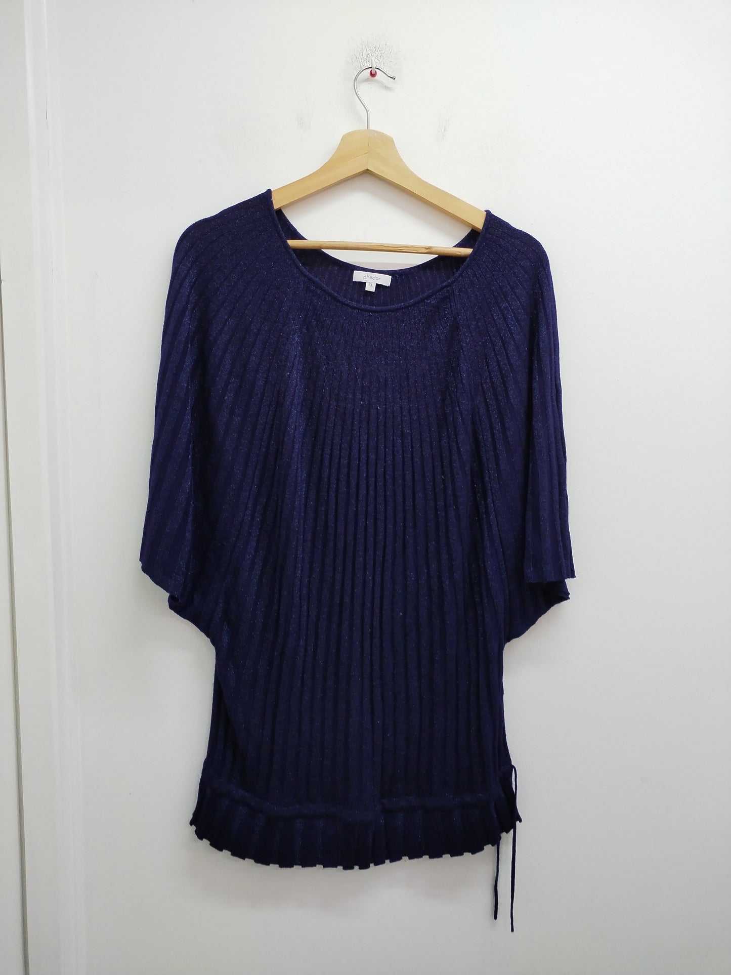 Pull manches courtes Phildar bleu brillant Taille XL