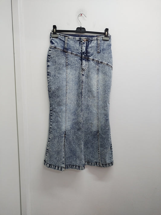Jupe longue en jeans bleue délavée Taille 38