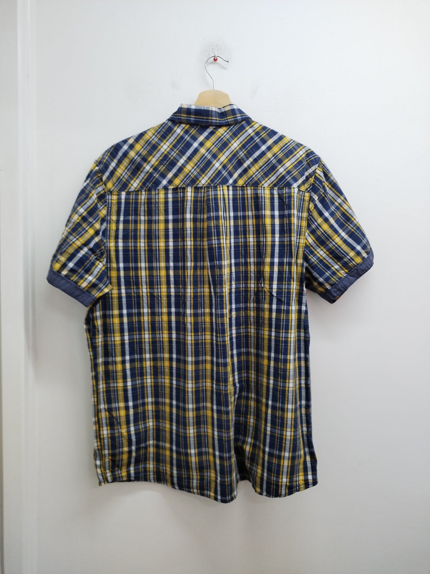 Chemise manches courtes Terre de Marins jaune et bleue à carreaux Taille XXL