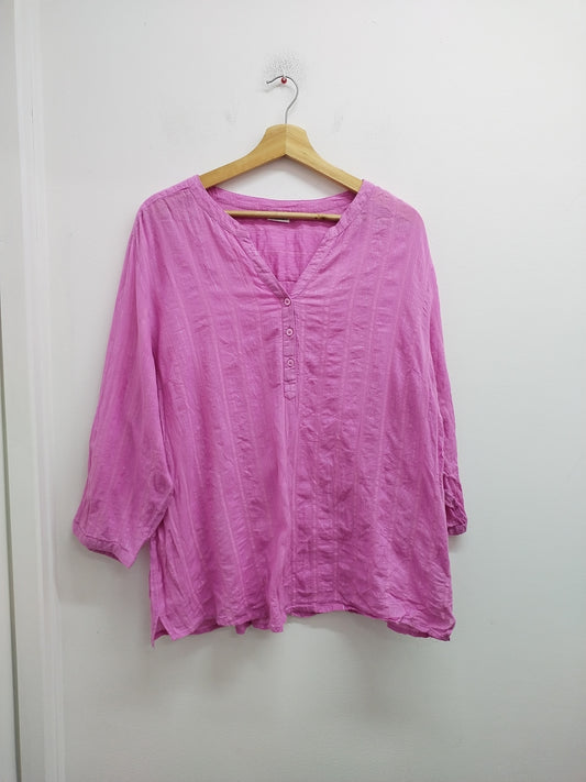 Tunique manches 3/4 Damart rose avec fils argentés Taille 50