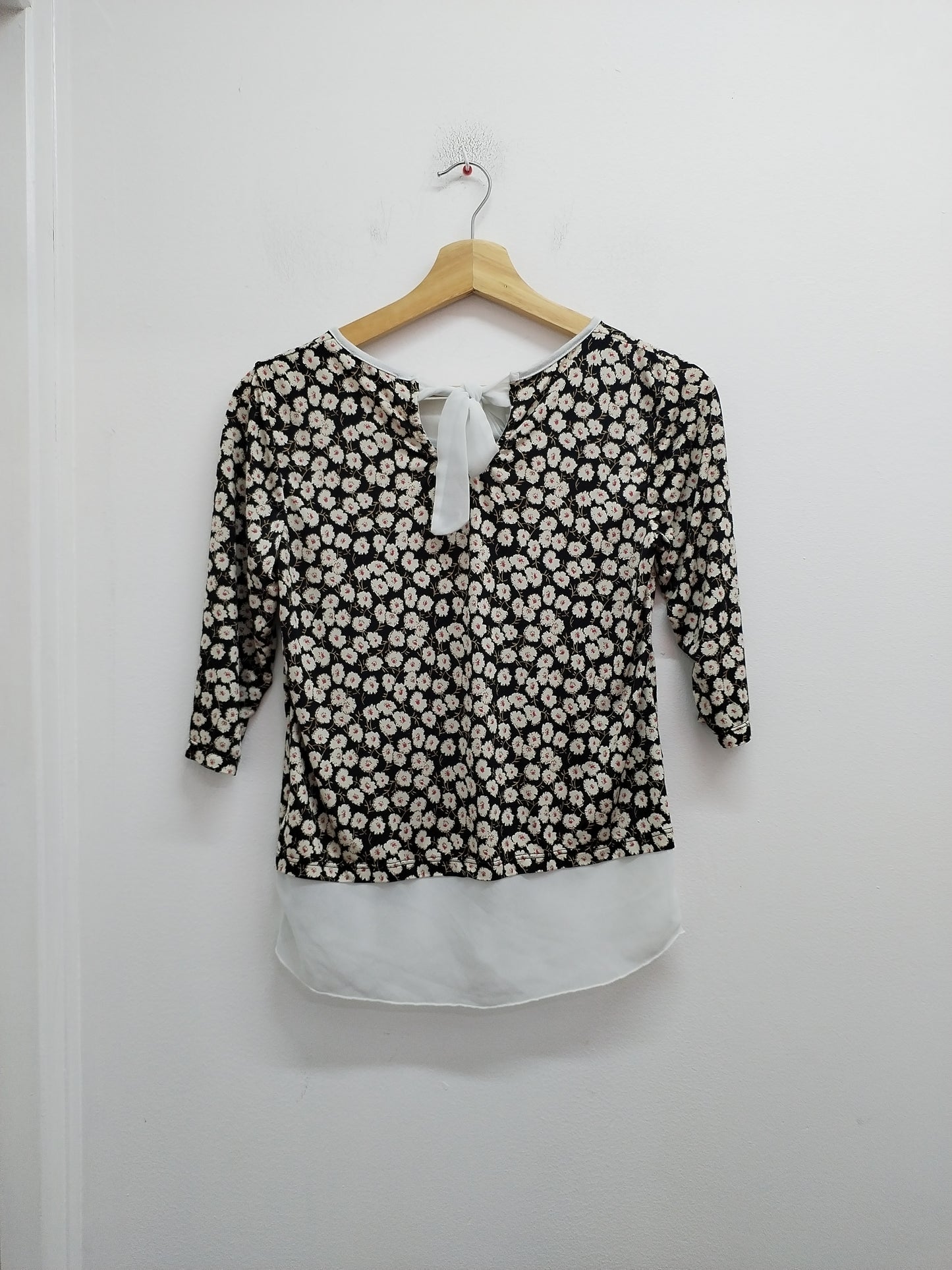 Tunique manches 3/4 Cache-Cache noire et blanche fleurie Taille S