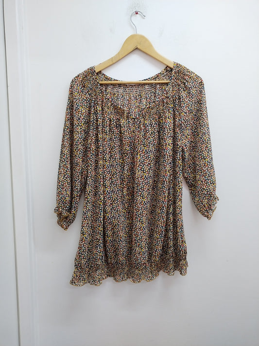 Tunique en voile manches 3/4 imprimée multicolore Taille XL