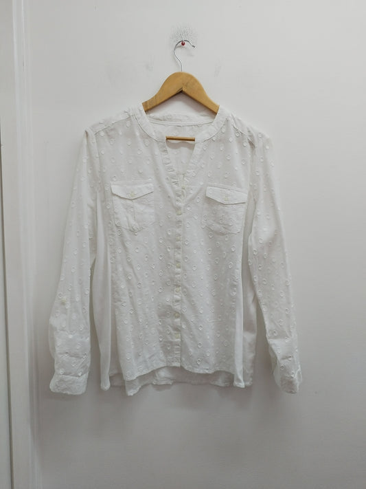Chemise manches longues blanche à pois Taille XL