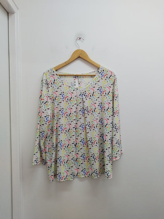 Tunique manches 3/4 blanche et multicolore Taille XL
