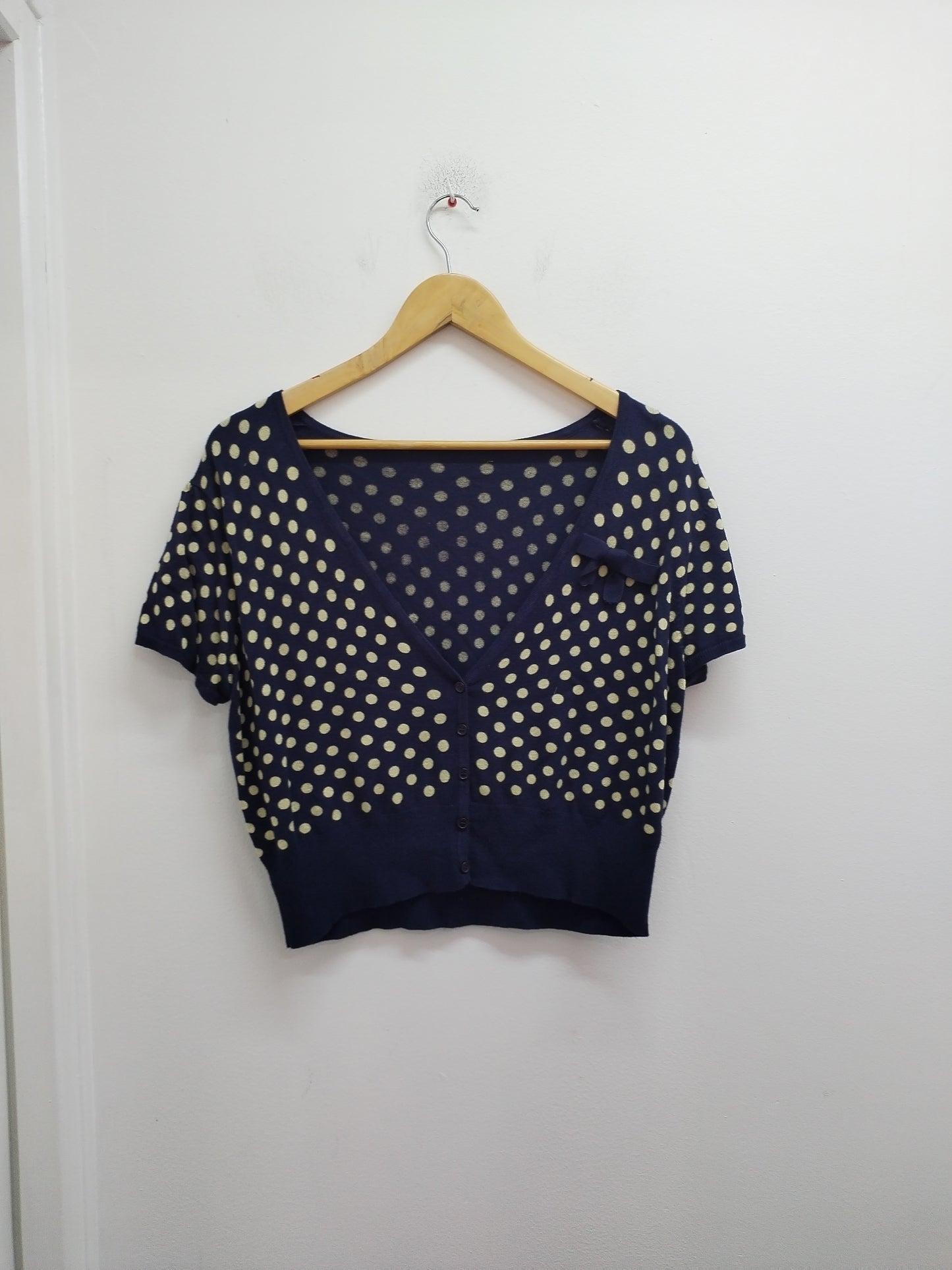Gilet Court Manches Courtes Marine à Pois – Taille L