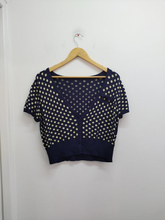 Gilet Court Manches Courtes Marine à Pois – Taille L