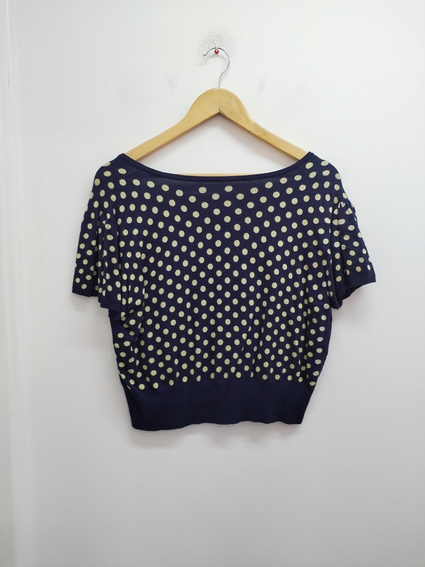 Gilet Court Manches Courtes Marine à Pois – Taille L