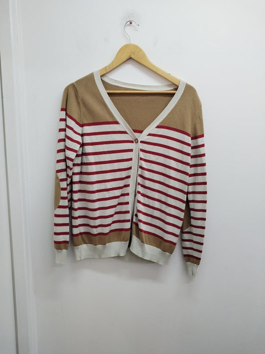 Gilet Rayé Beige et Rouge – Taille M