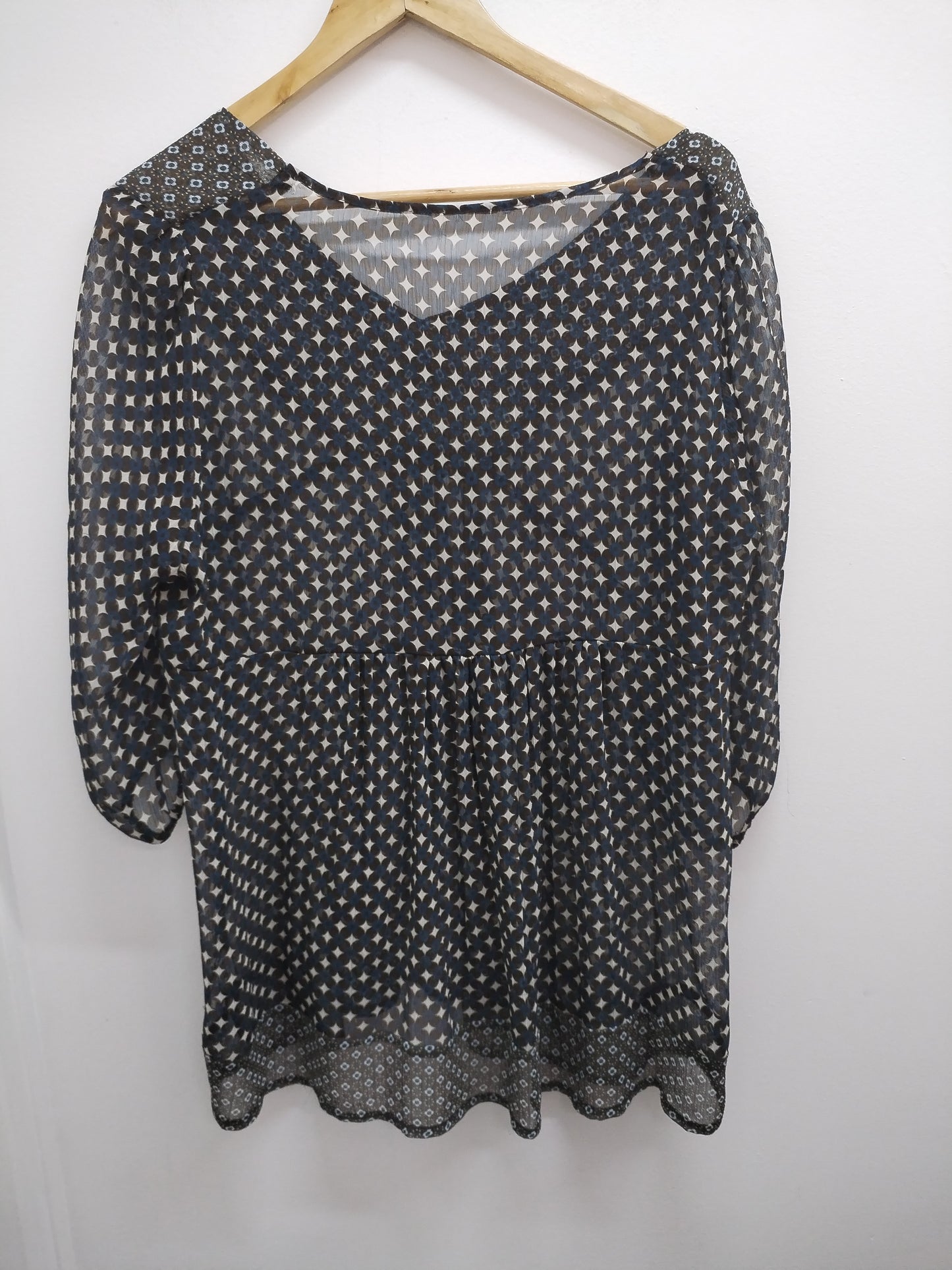 Tunique en voile manches 3/4 à motifs Taille XL