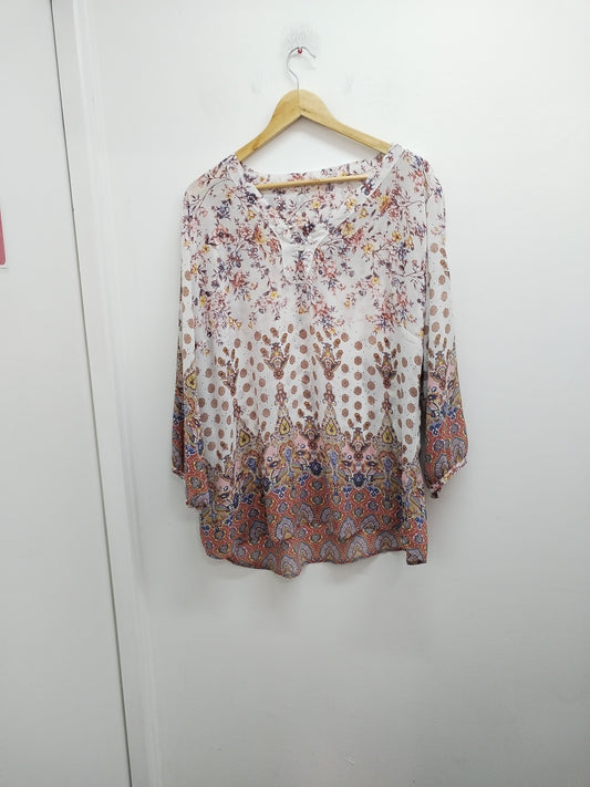 Tunique en voile manches 3/4 imprimée Taille 2XL