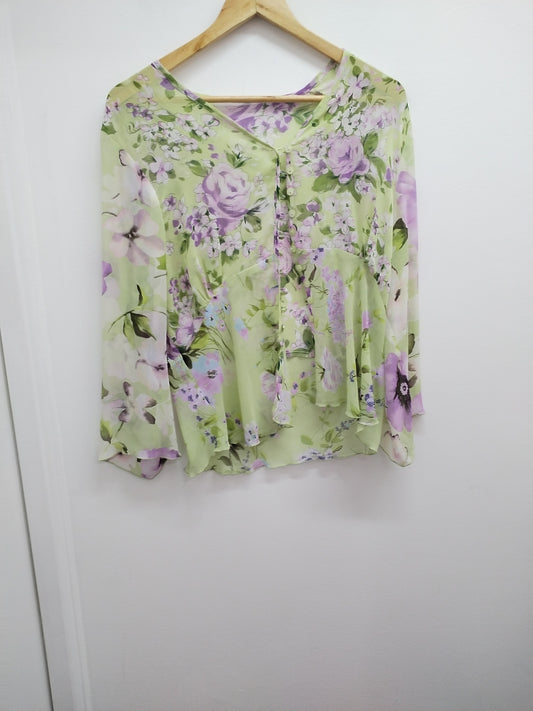 Tunique en voile verte fleurie Taille L