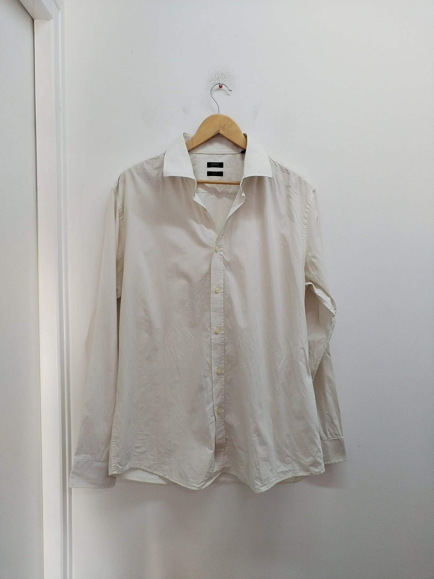 Chemise manches longues Esprit beige et blanche rayée Taille XL