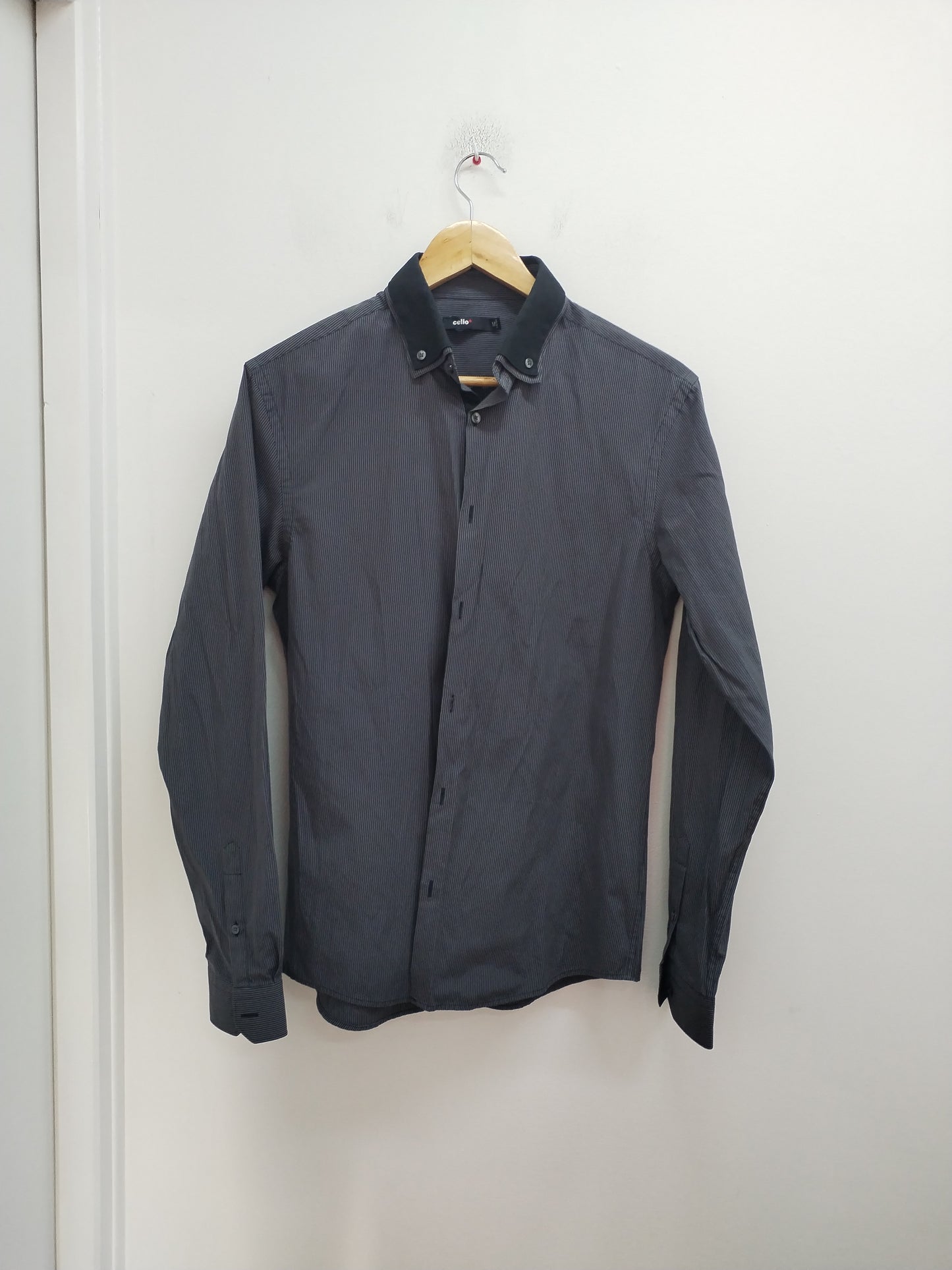 Chemise manches longues Celio noire et grise rayée Taille M