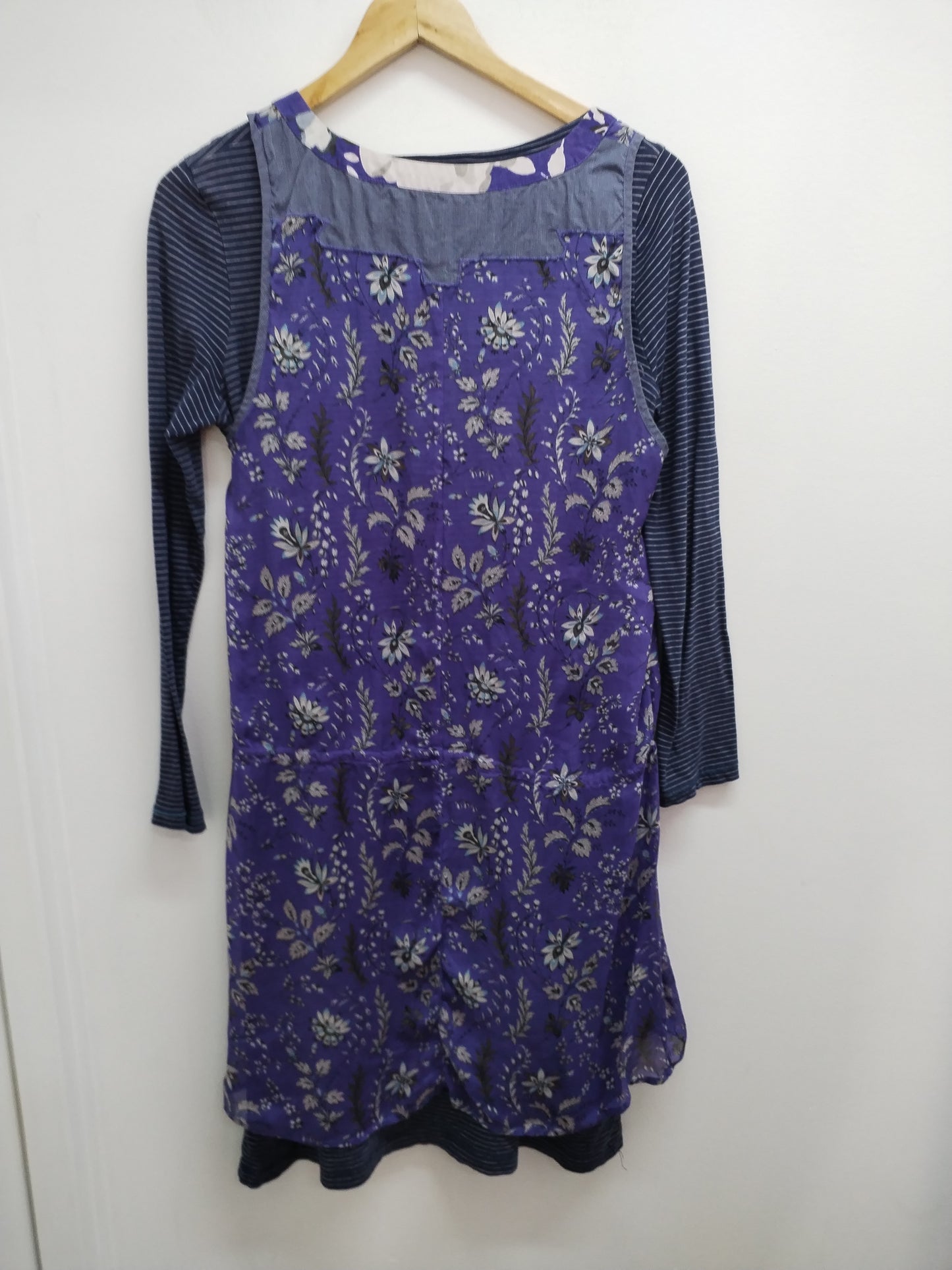 Robe manches longues 2en1 One Step bleue rayée et fleurie Taille M