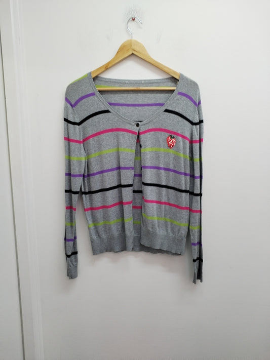 Gilet gris avec rayures multicolores Taille M