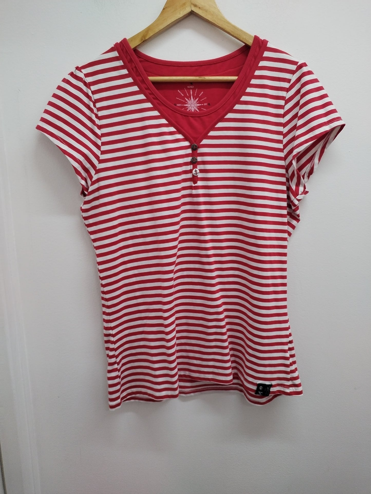 T-shirt Terre de Marins rayé rouge et blanc Taille L