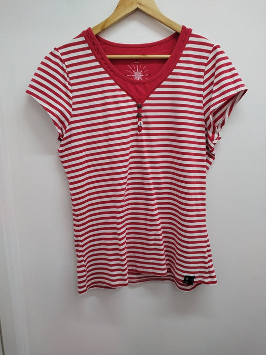 T-shirt Terre de Marins rayé rouge et blanc Taille L