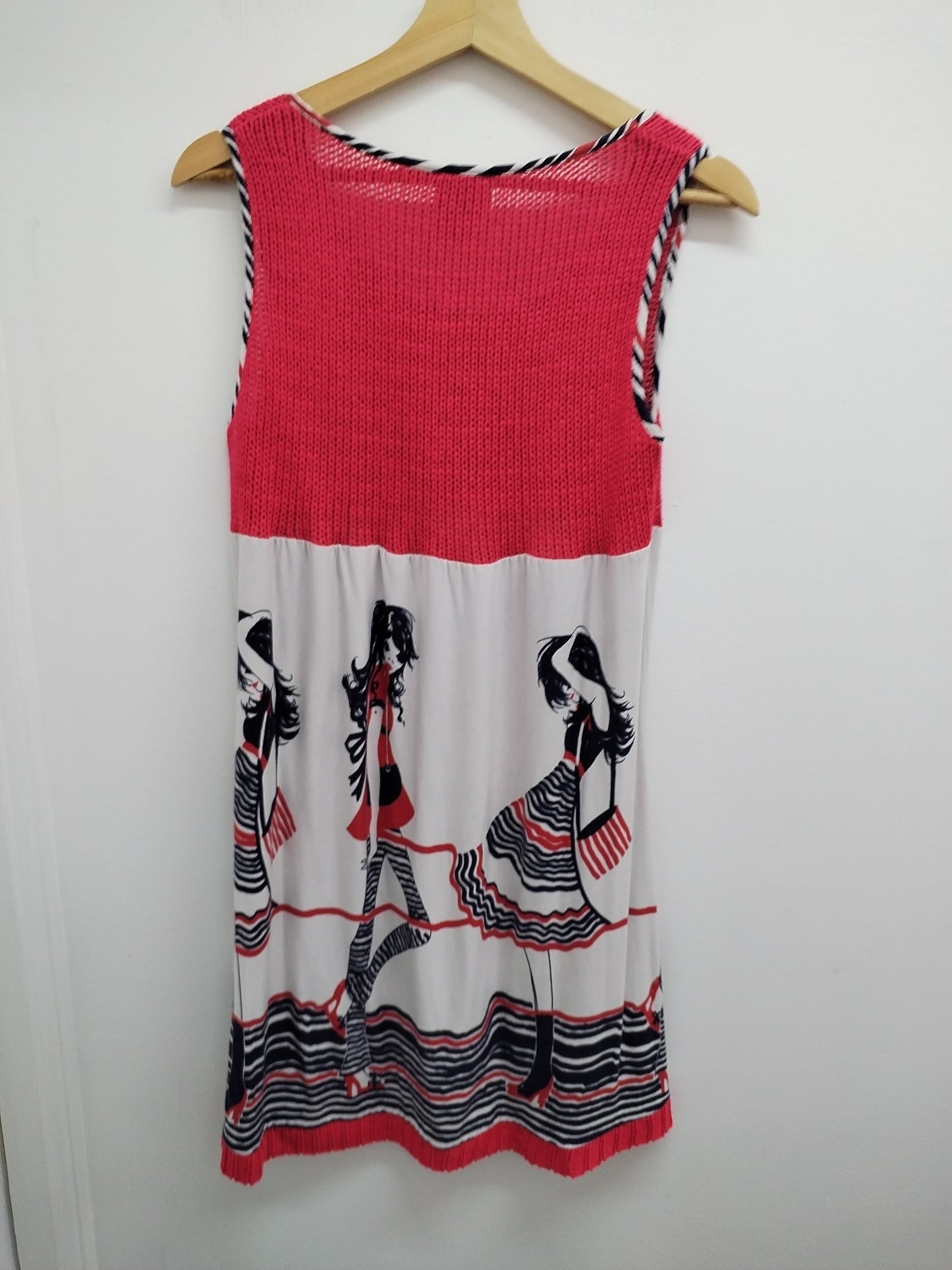 Robe sans manches La Voila! rouge et grise avec impression Taille 42/44