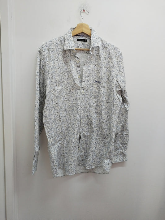 Chemise Mise Au Green blanche à motifs "feuilles" Taille M