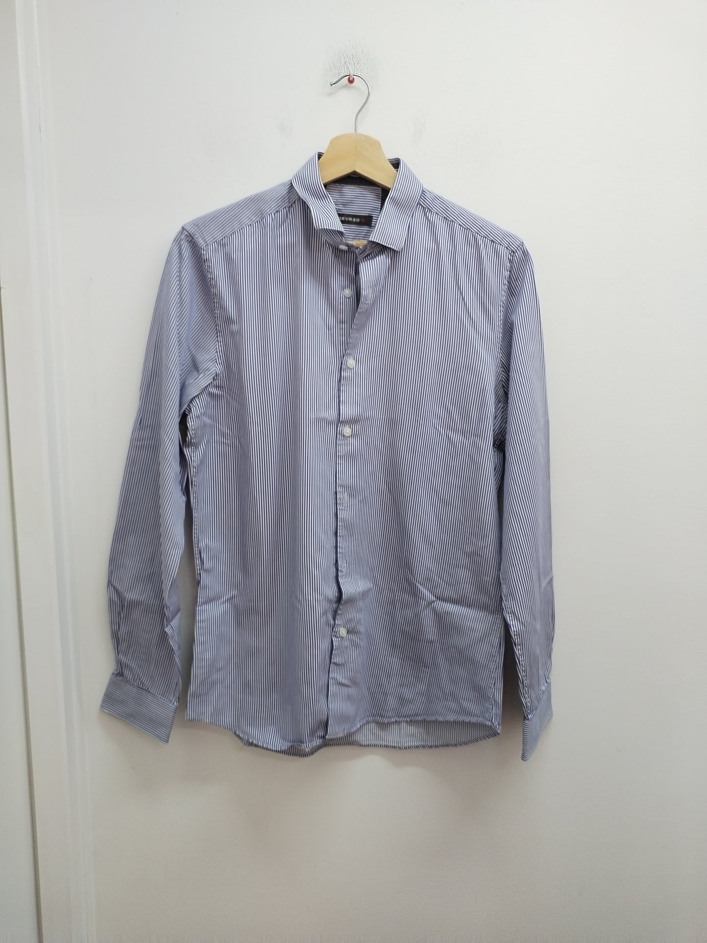 Chemise manches longues Devred blanche et bleue rayée - Taille S